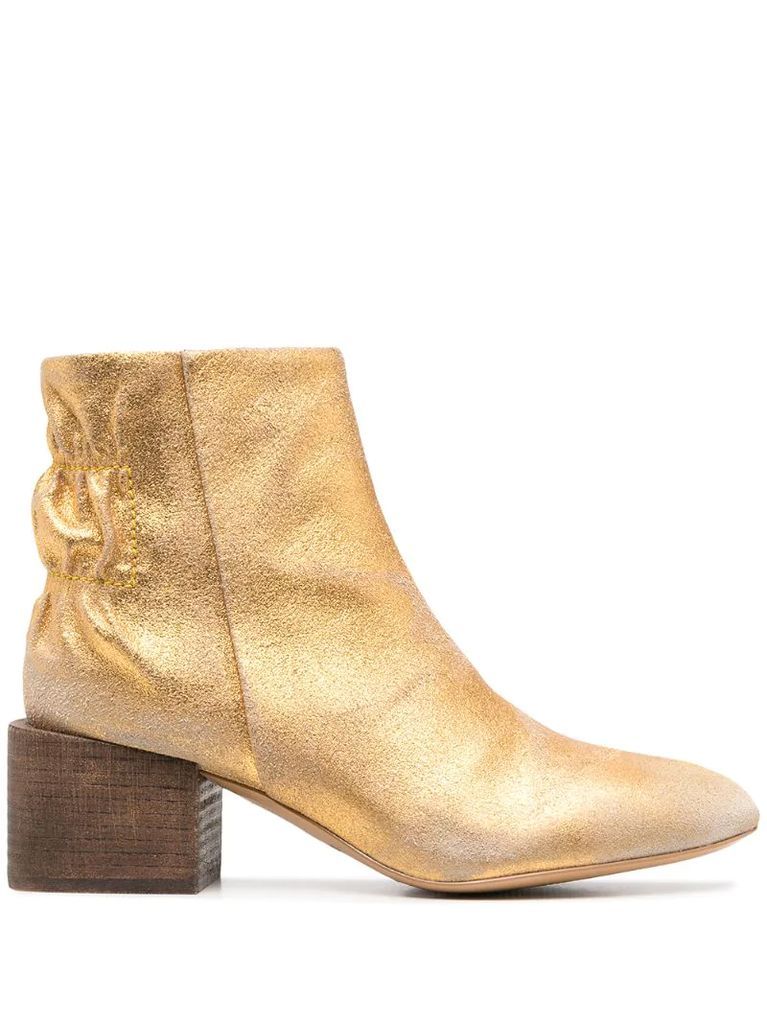 metallic-tone ankle boots