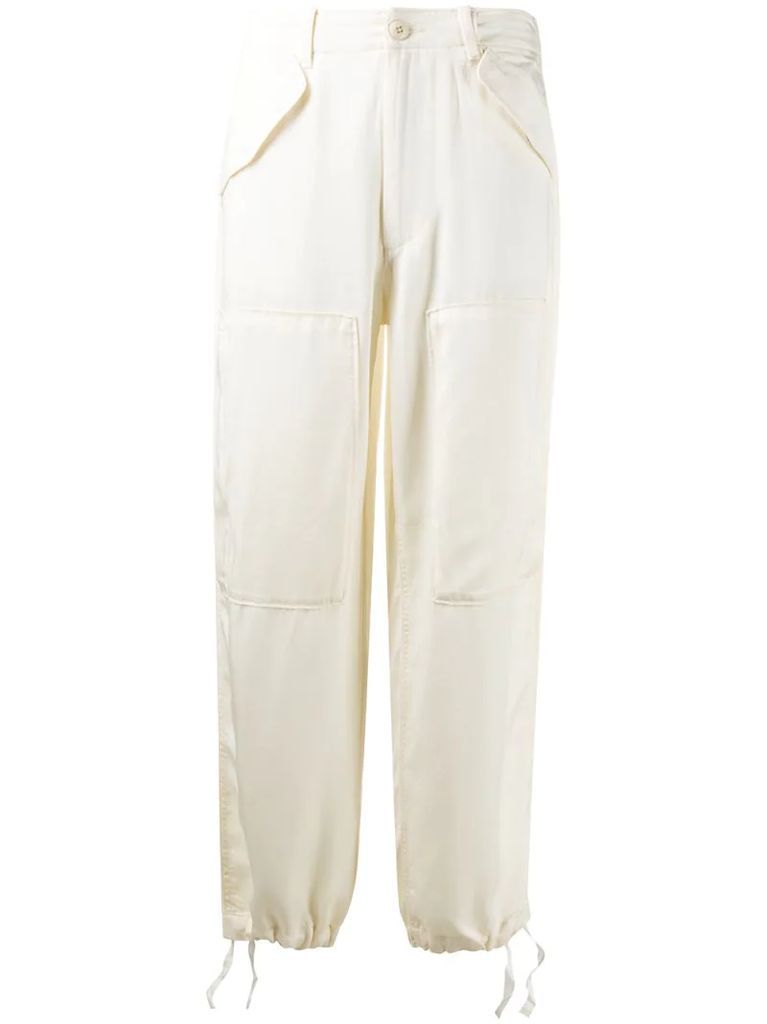 draped cargo trousers