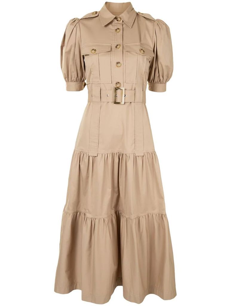 safari-style tiered midi-dress