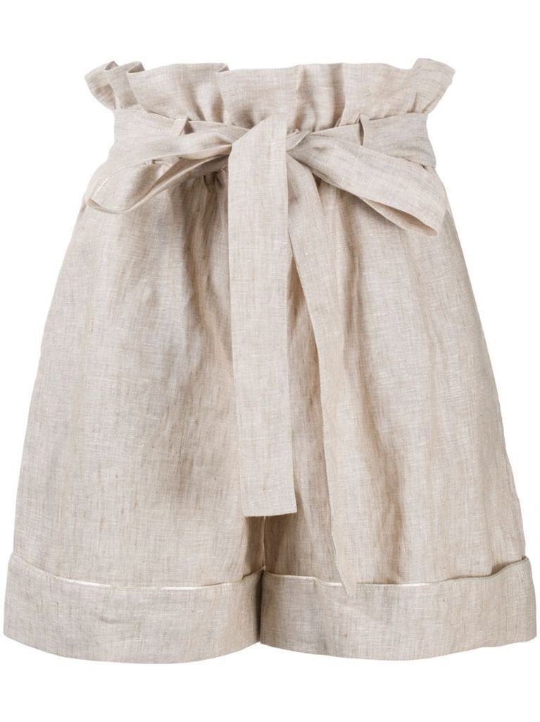 paperbag waist linen shorts