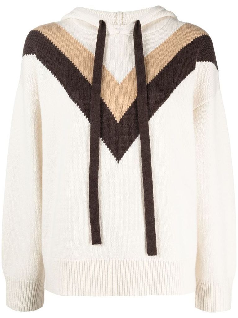 cashmere-wool intarsia knit hoodie