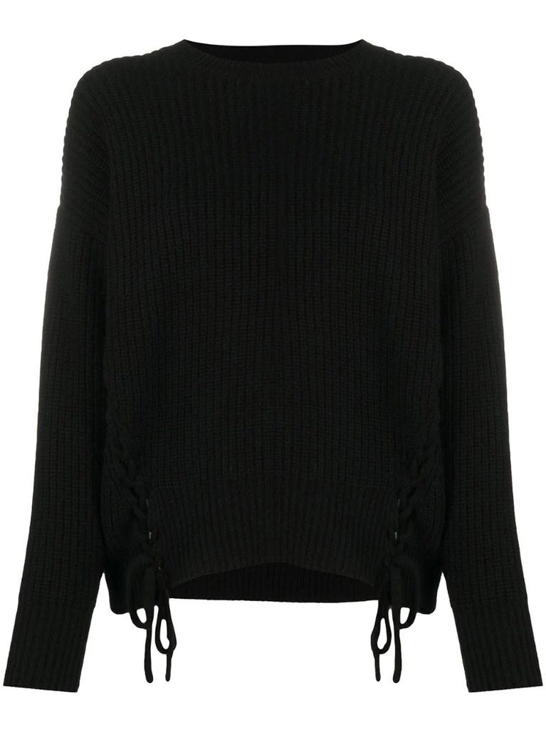 side tie cable-knit jumper