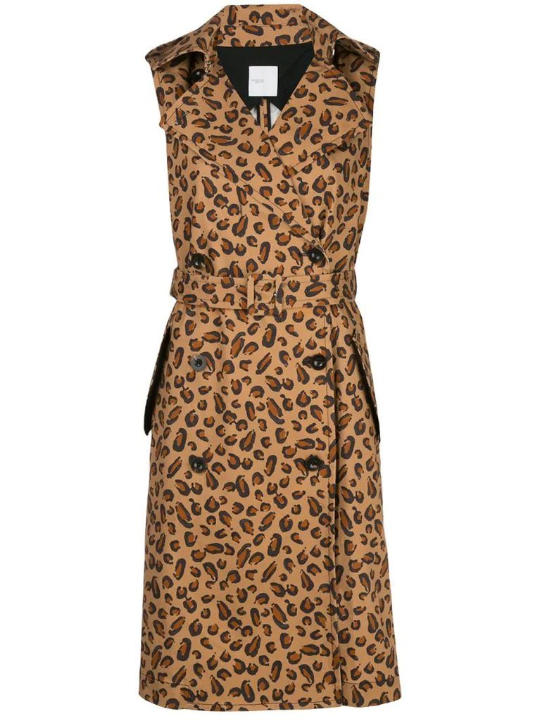 leopard-print trench coat