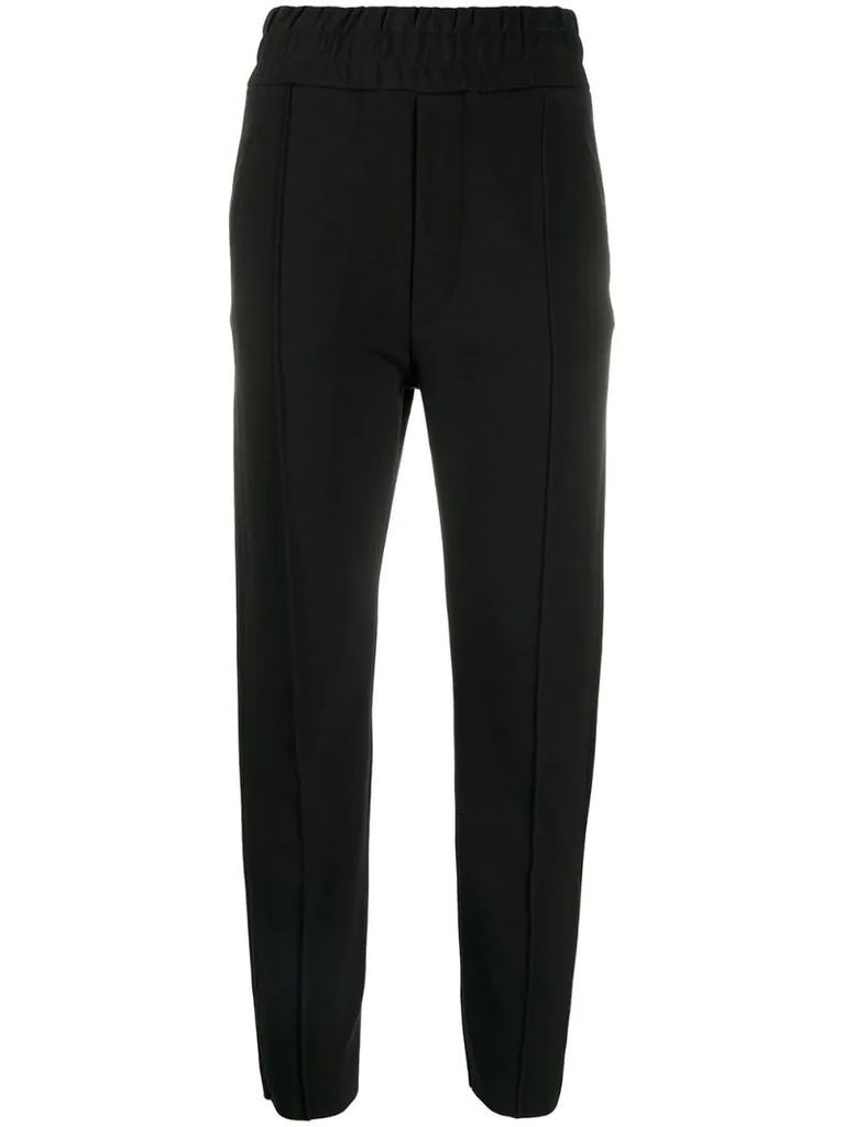 pleat detail slim-fit cropped trousers