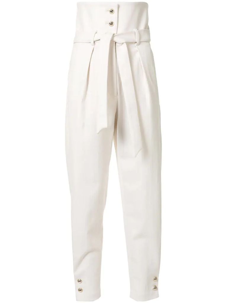 Caelia high-waist belted trousers