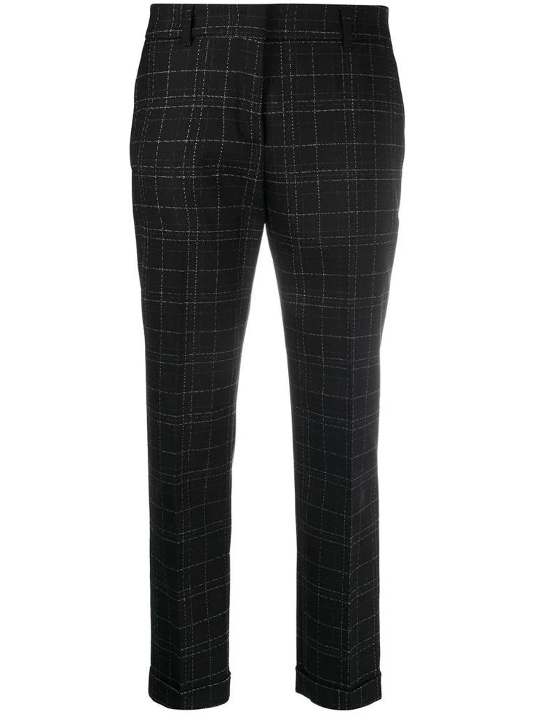 plaid-print cropped trousers
