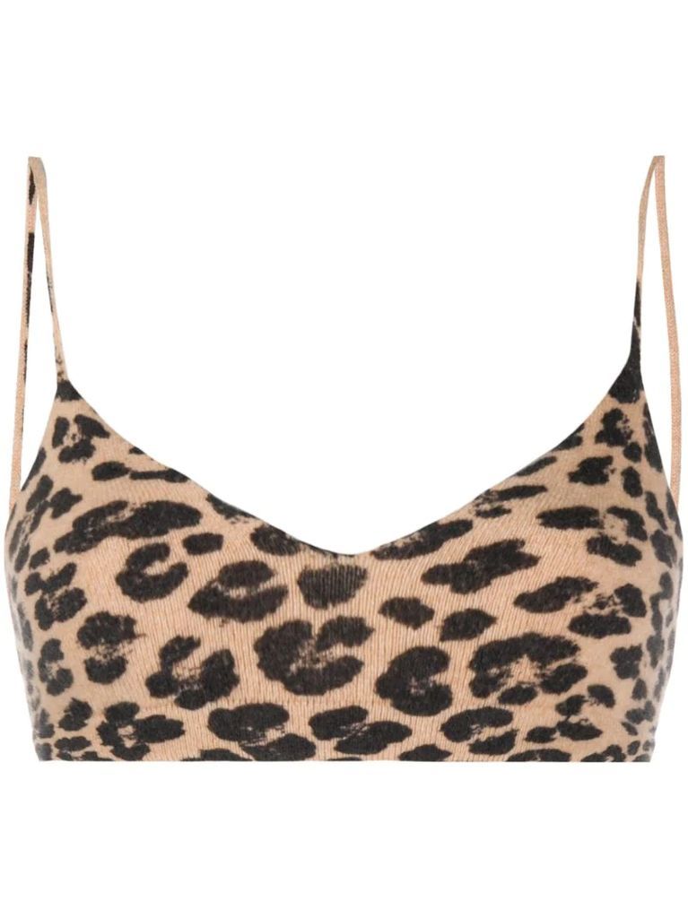 animal-print knitted tank top