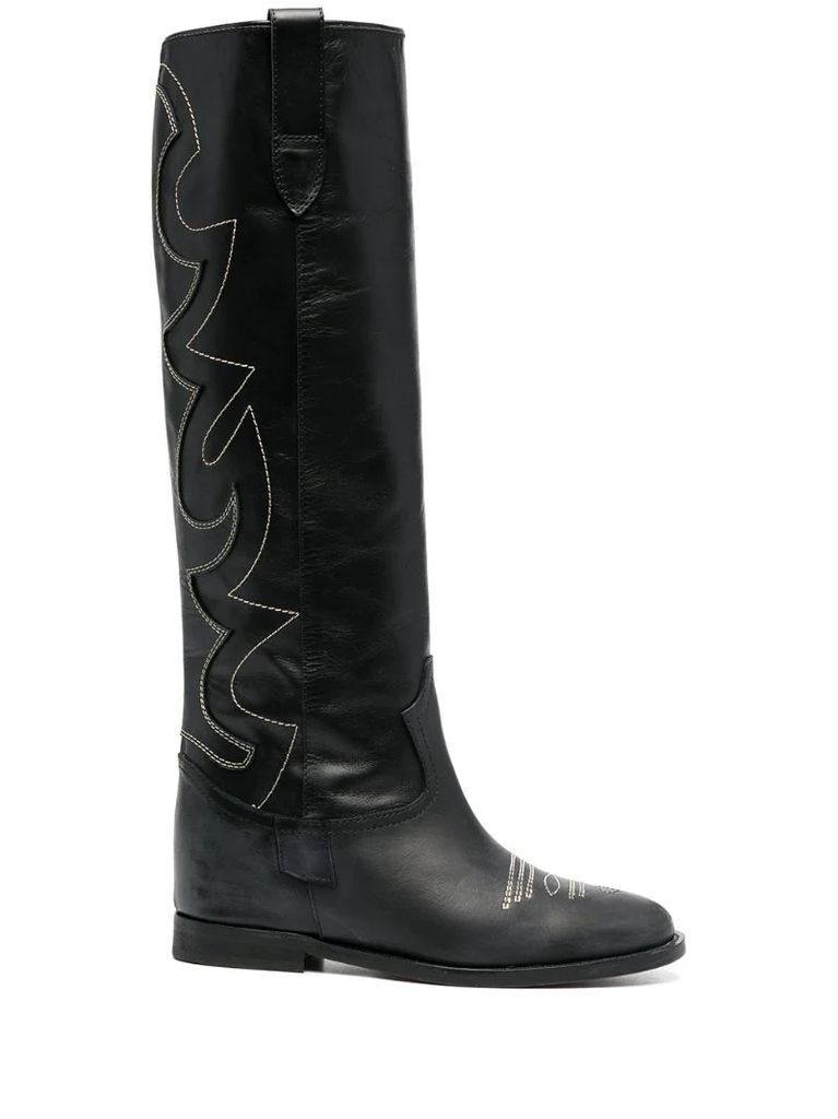 contrast-stitch western boots