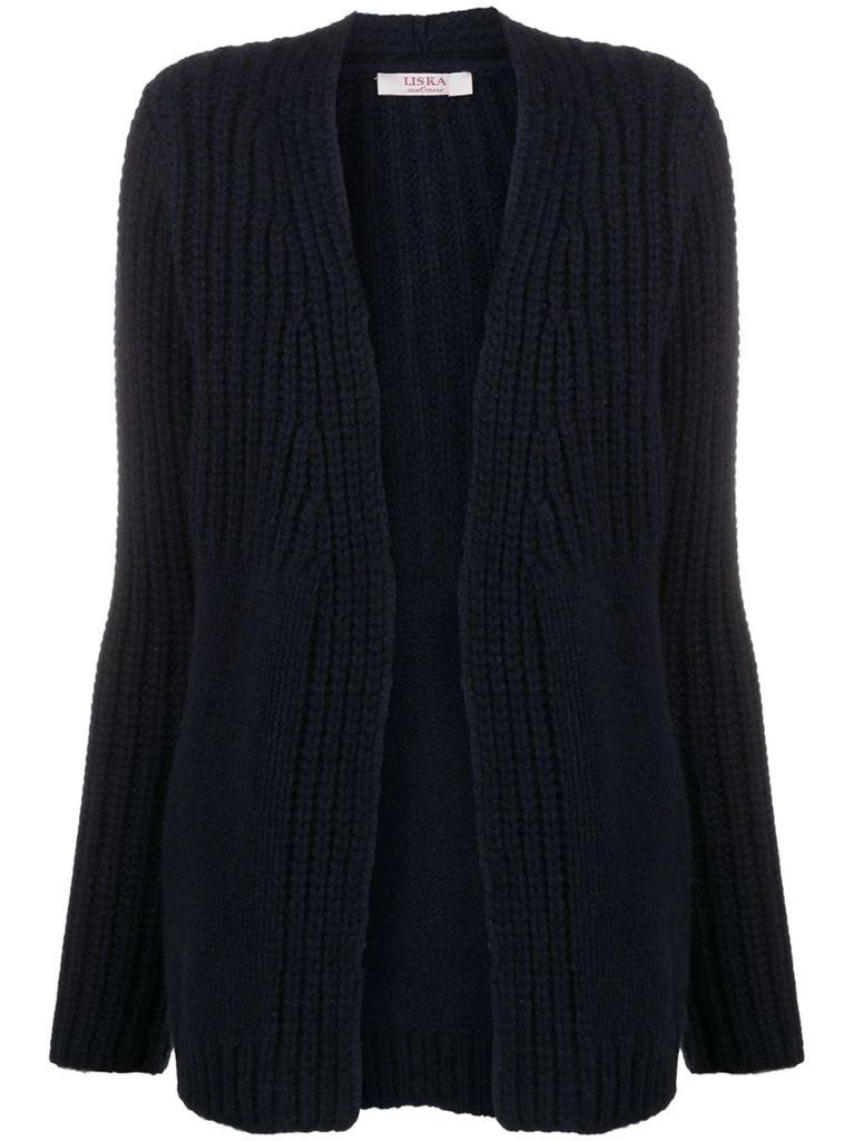 contrast knit cashmere cardigan