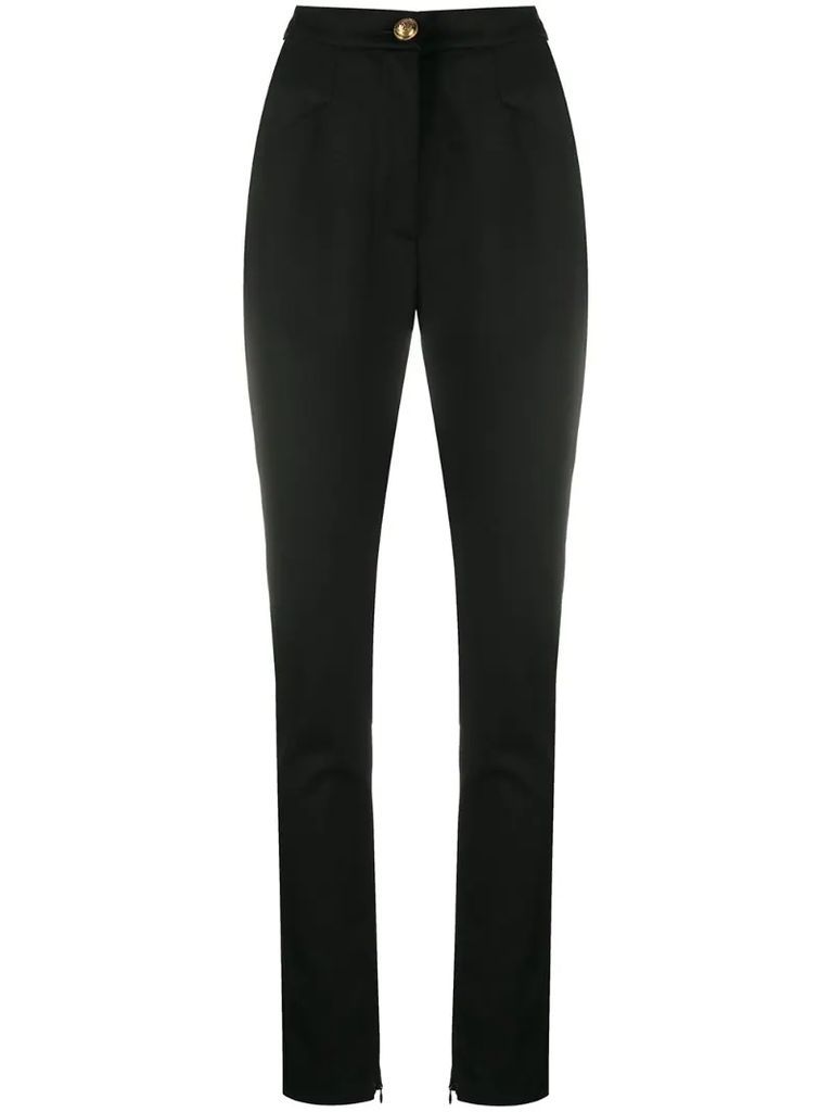 high-waisted skinny fit trousers