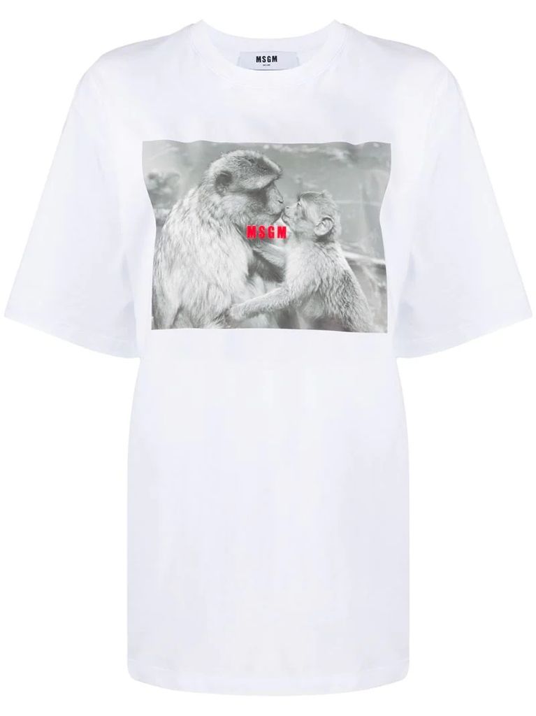 monkey-print oversized T-shirt