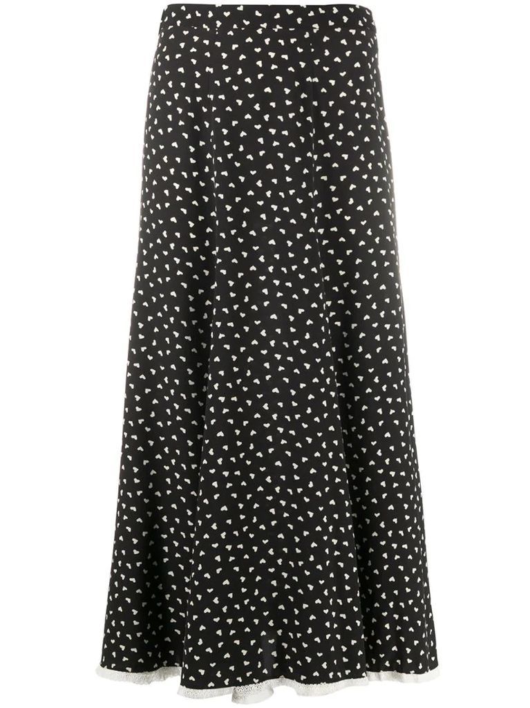 heart polka-dot midi skirt