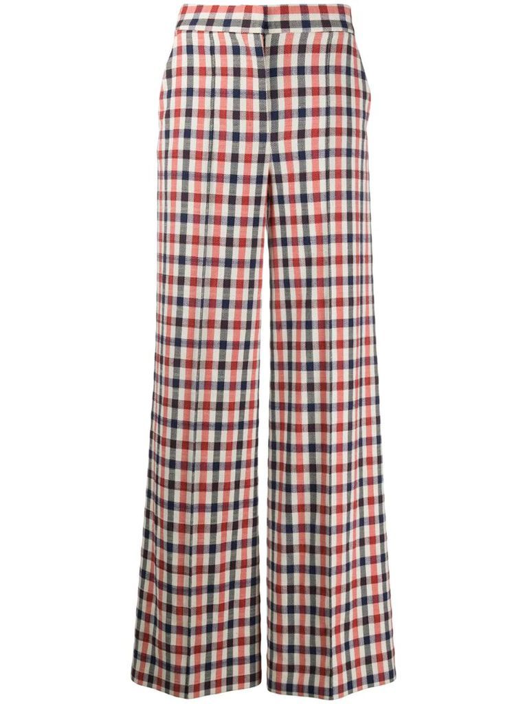 high-waisted checked trousers