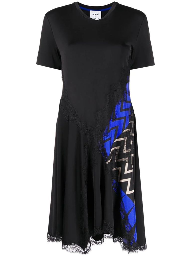 x Koché chevron-print panelled T-shirt dress