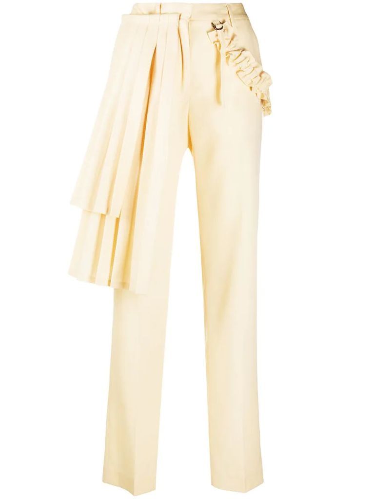 pleated panel tailored trousers