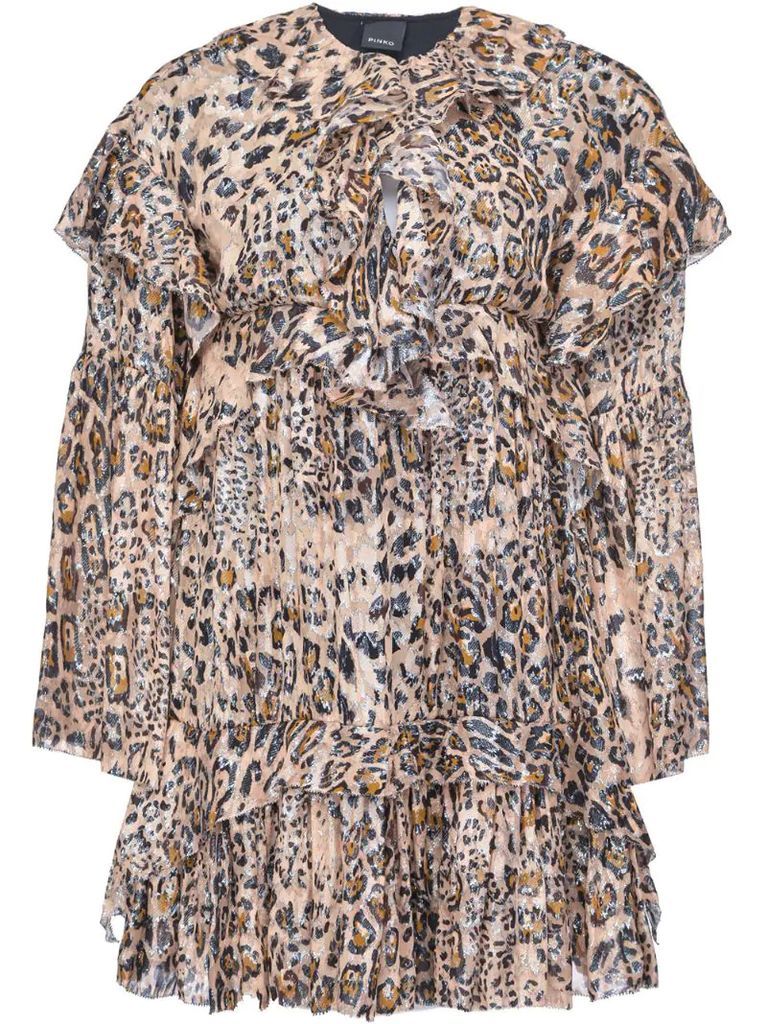 leopard print ruffled dress