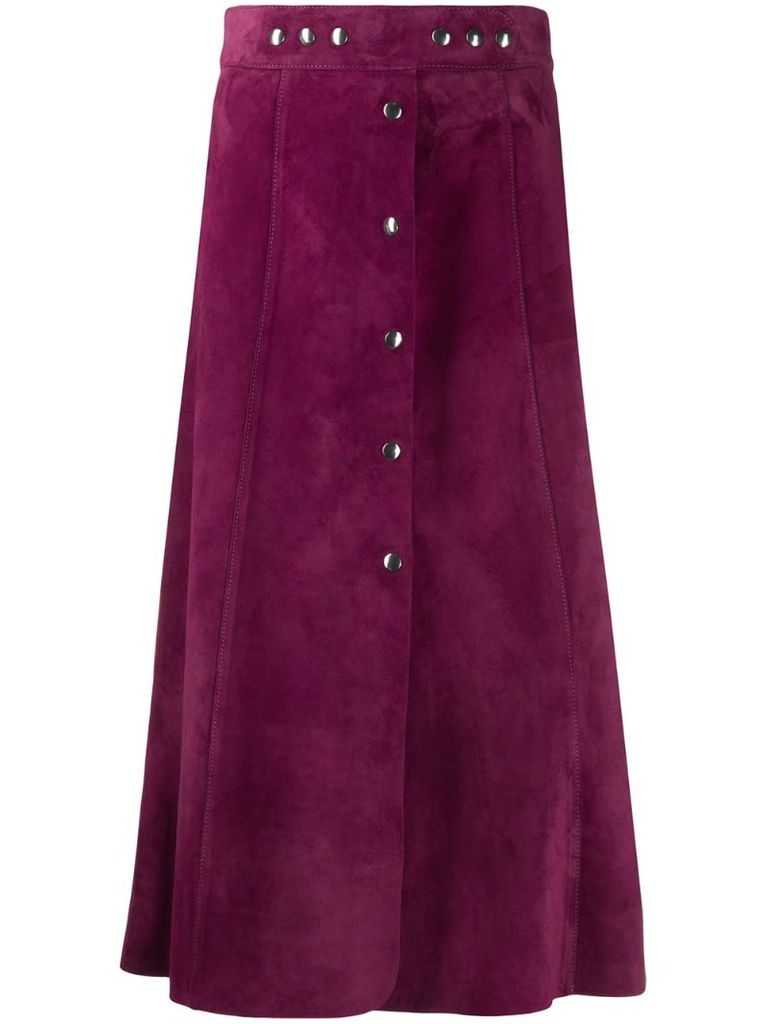 high-waisted buttoned midi skirt