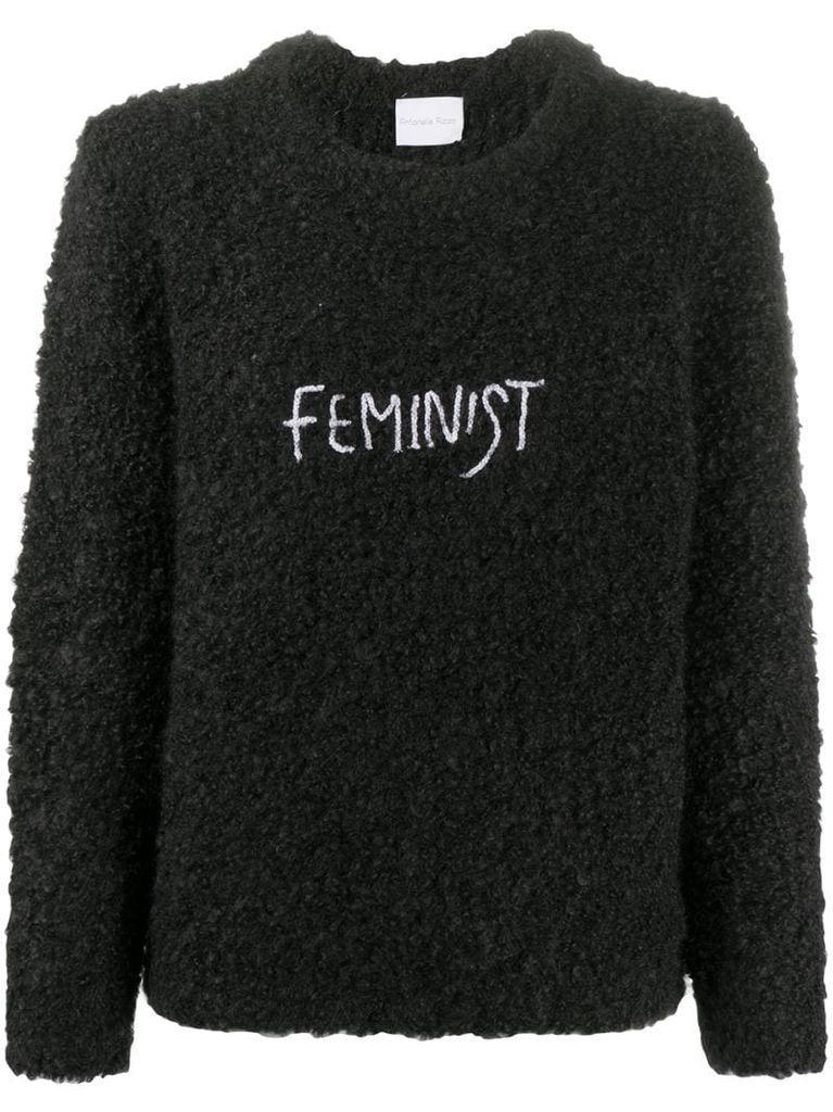 Feminist embroidery textured jumper