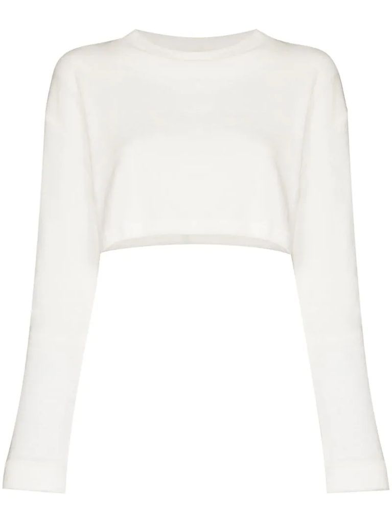 Terry cropped jersey top