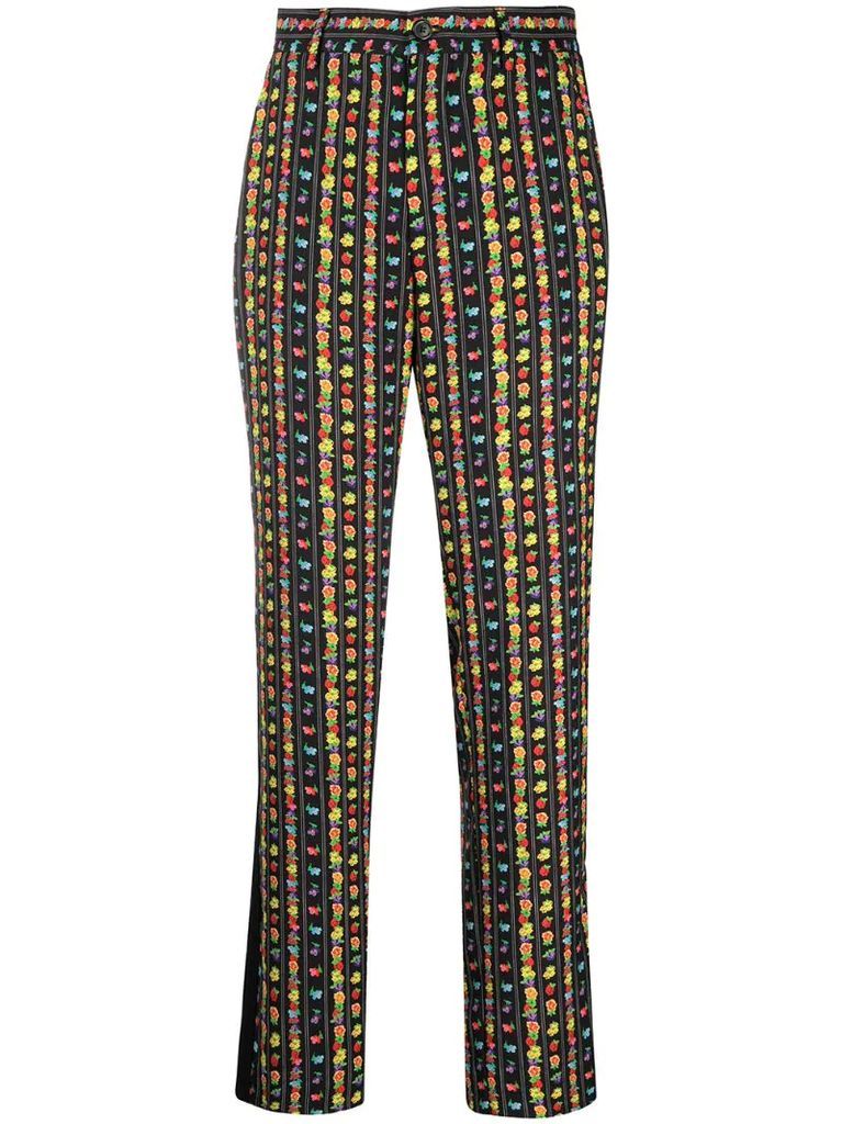 floral stripe print trousers