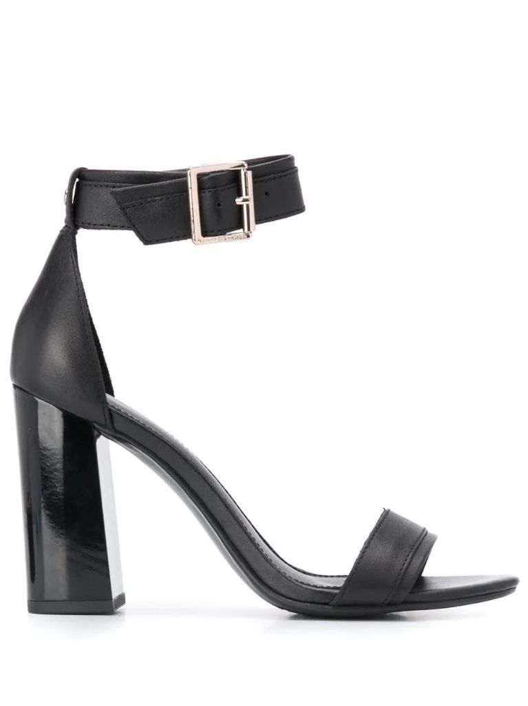 block heeled leather sandals