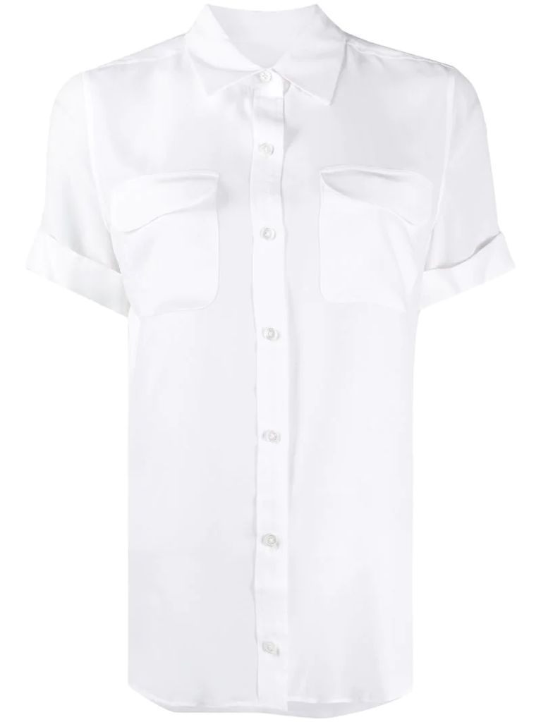 short-sleeved slim signature silk shirt