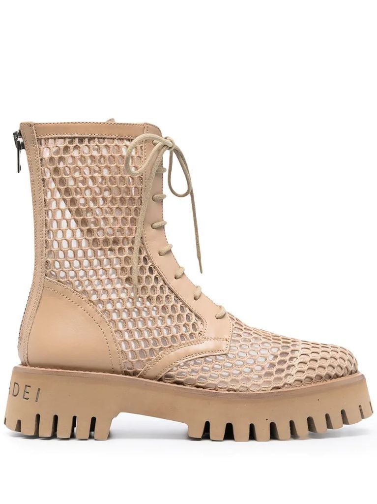 mesh lace-up boots