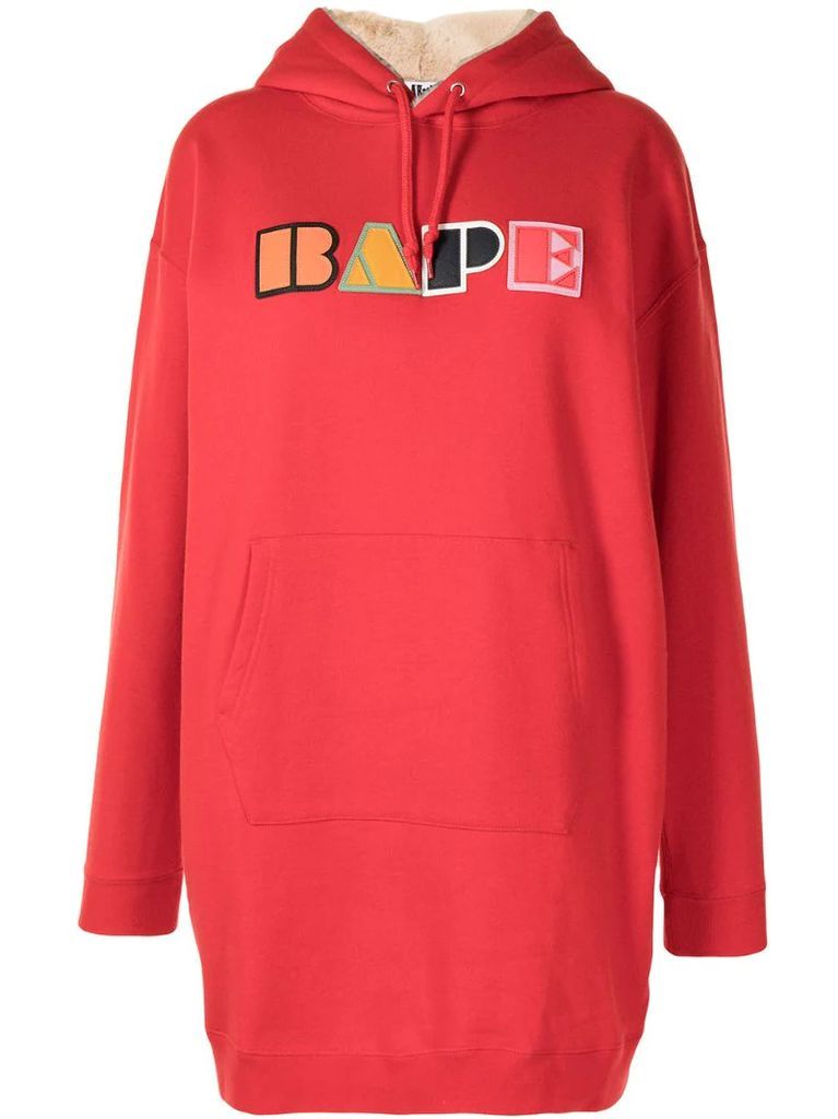 logo-patch hoodie dress