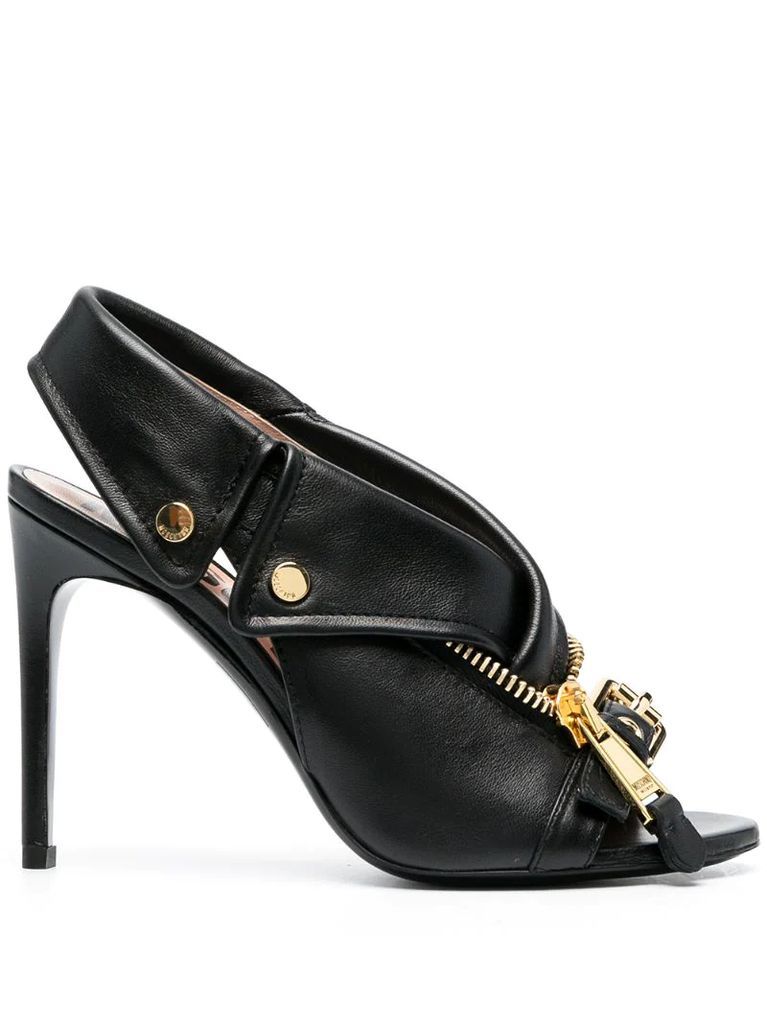 zip-detail stiletto sandals