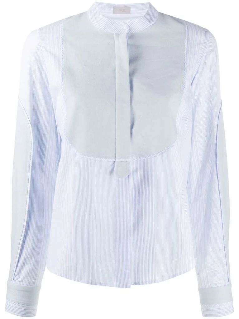 contrasting bib striped shirt