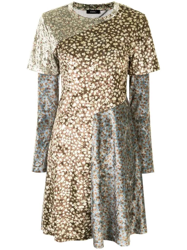 floral-print panelled dress