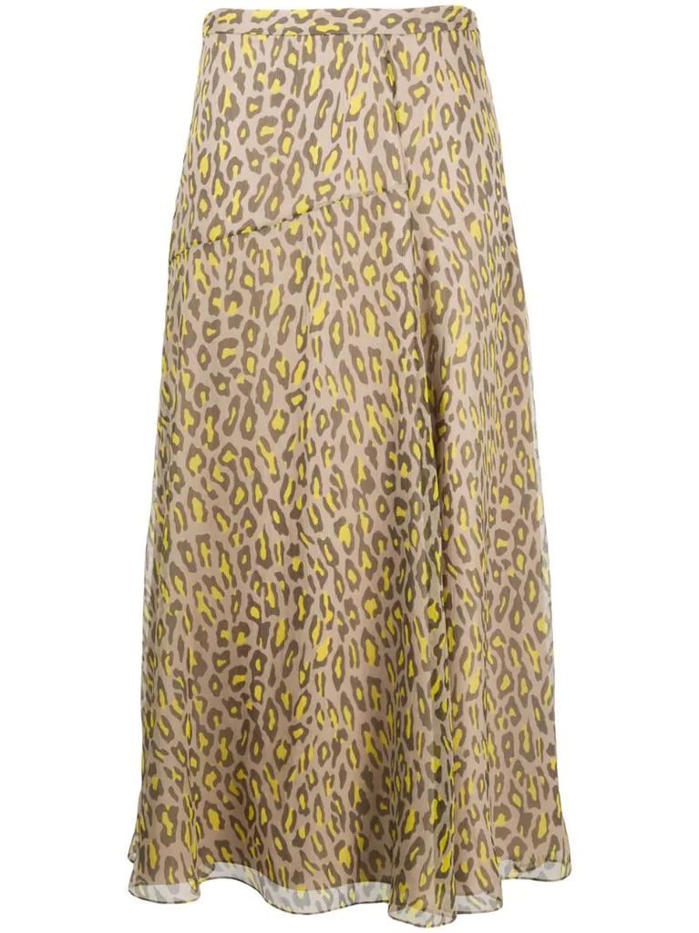 leopard-print silk skirt