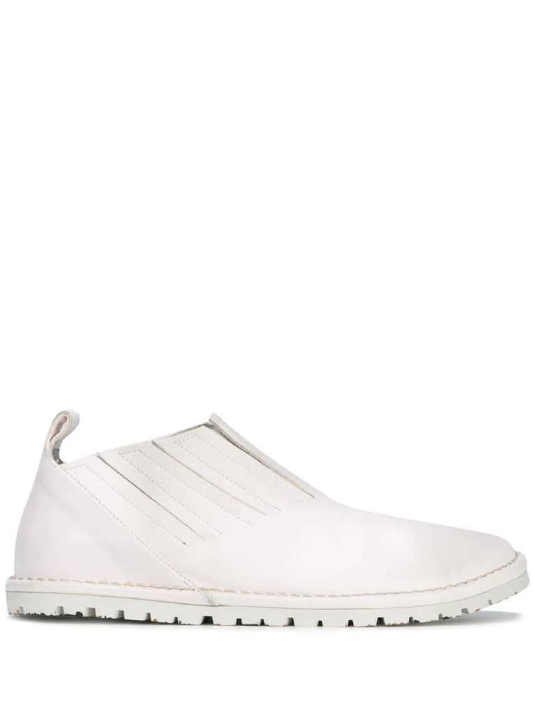 stretch leather slip-on trainers