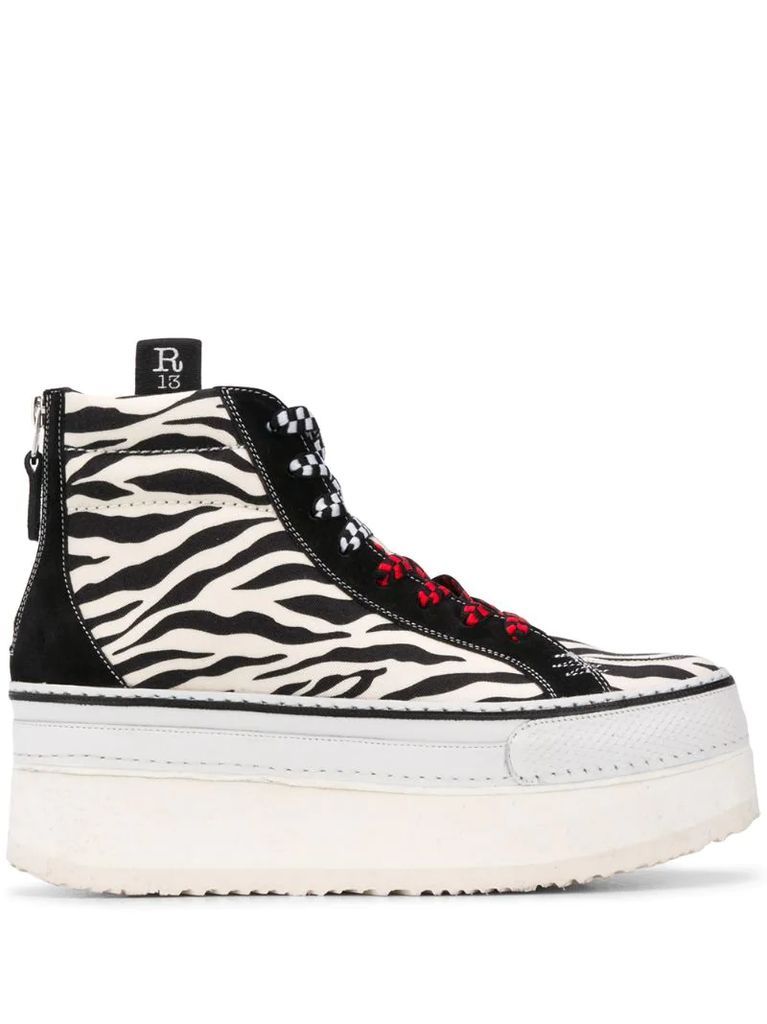 platform zebra print sneakers