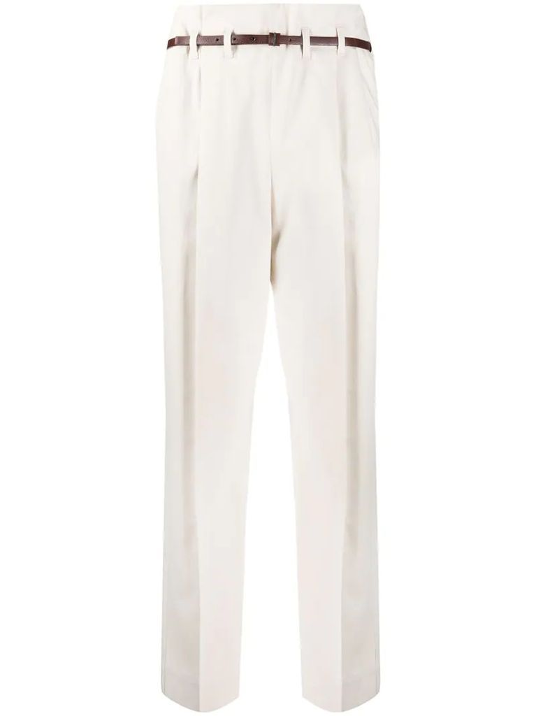 belted tailored trousers