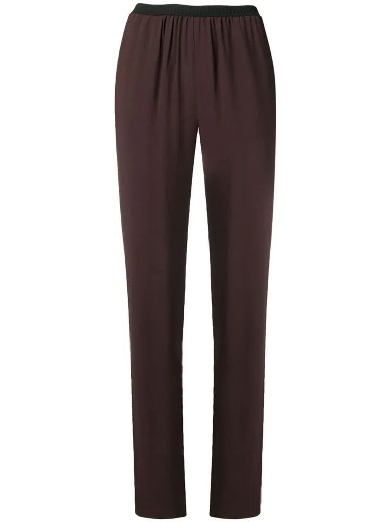 high-waist ruched trousers