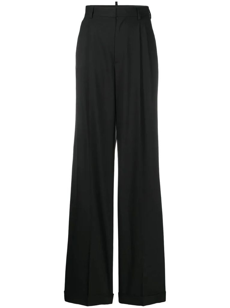 long high-waisted trousers