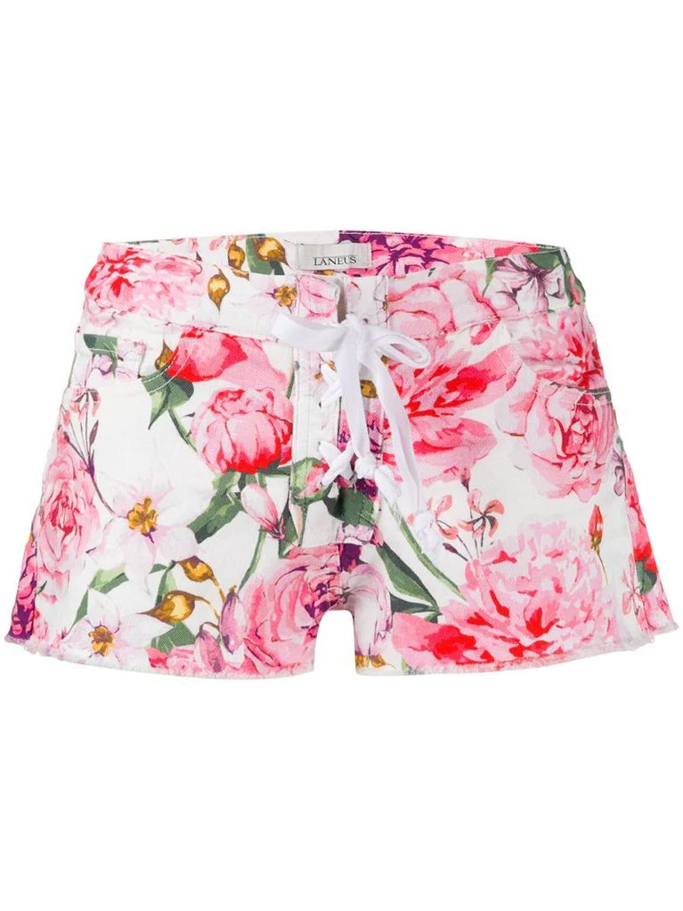 floral print denim shorts
