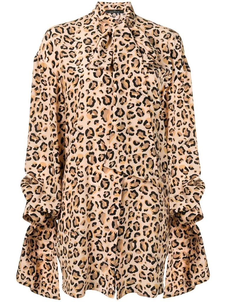 leopard print draped shirt
