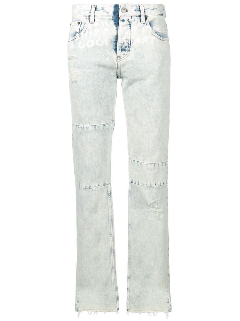 panelled straight-leg jeans