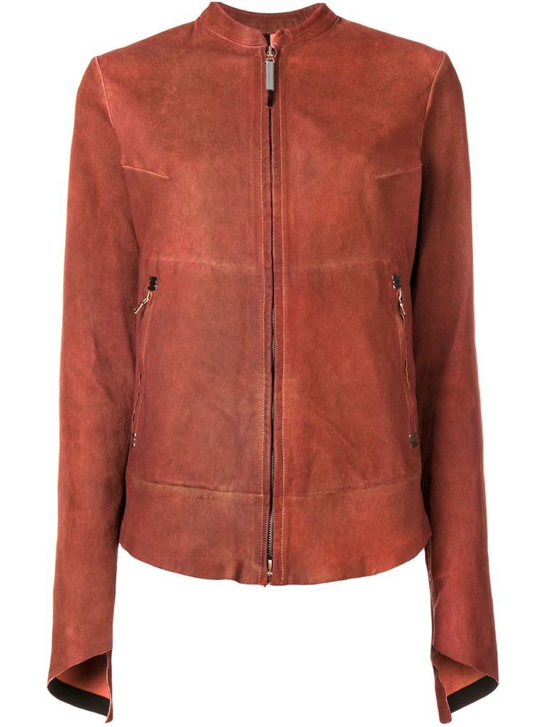 rear zip detail leather jacket
