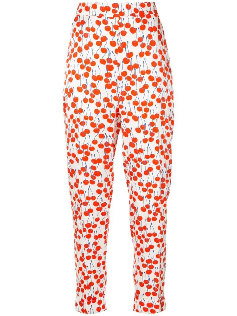 cherry-print cropped trousers