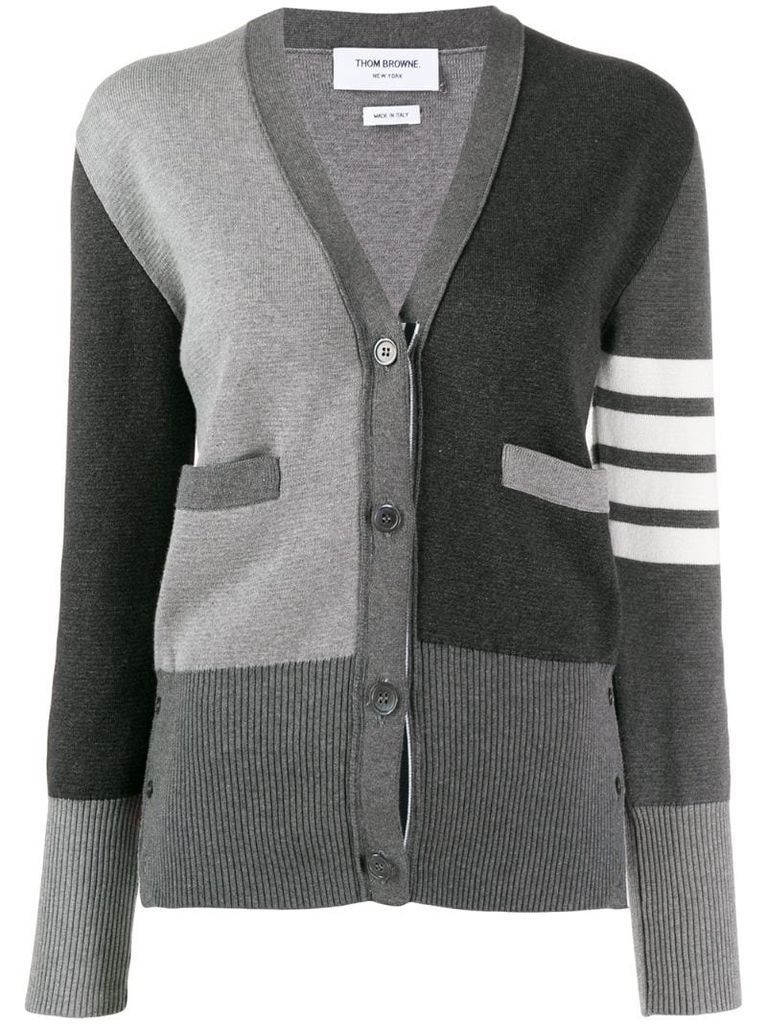 4-Bar stripe panelled cardigan