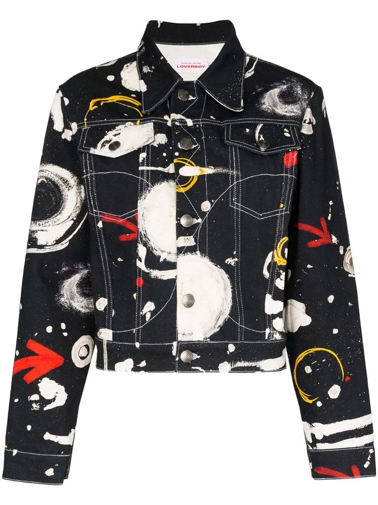 asteroids print denim jacket