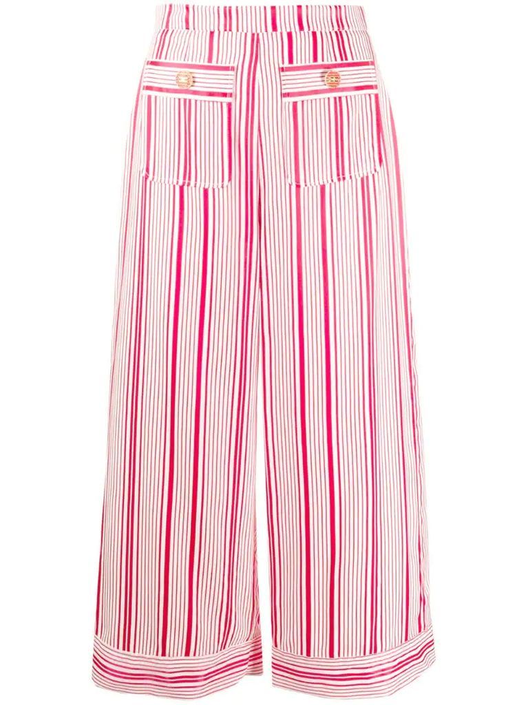 cropped striped print trousers