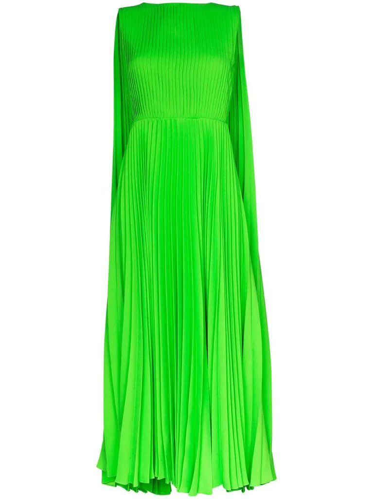 pleated caped gown