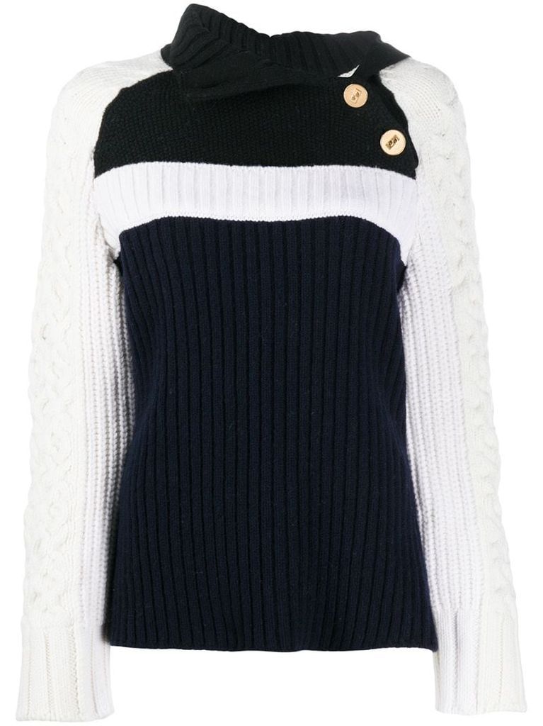 contrast knit button detail jumper