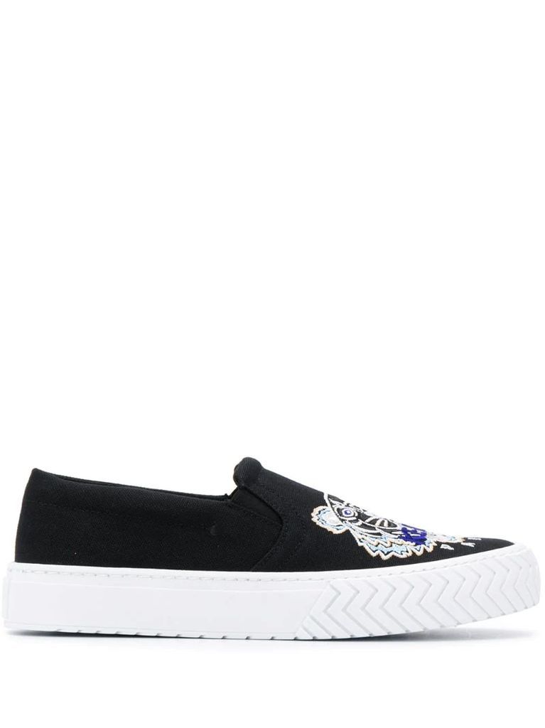 embroidered tiger slip-on sneakers