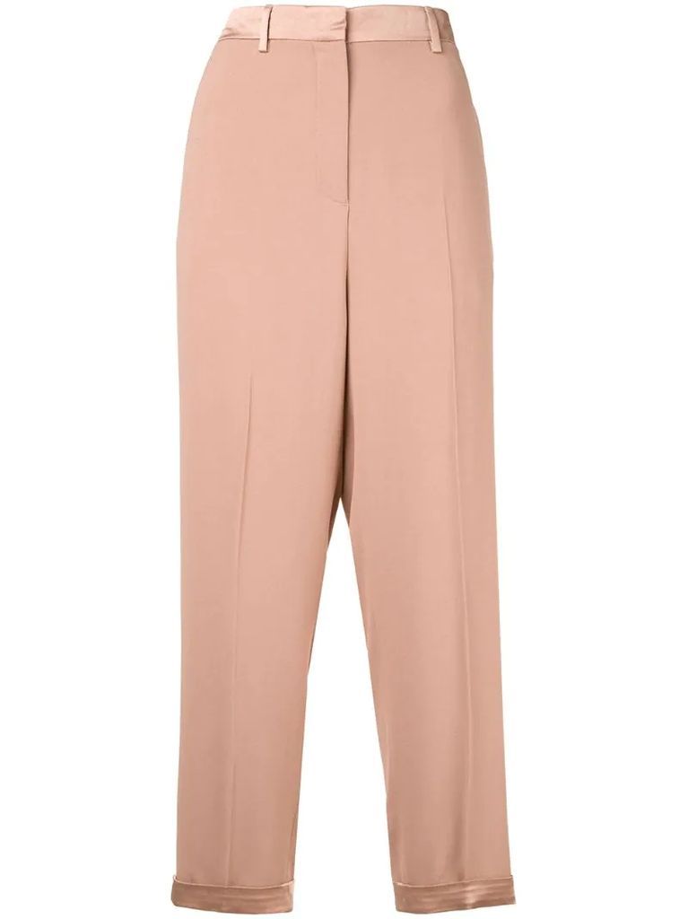 cropped high-waisted trousers