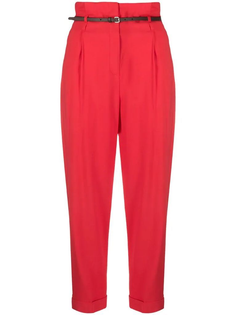 cropped paperbag waist trousers